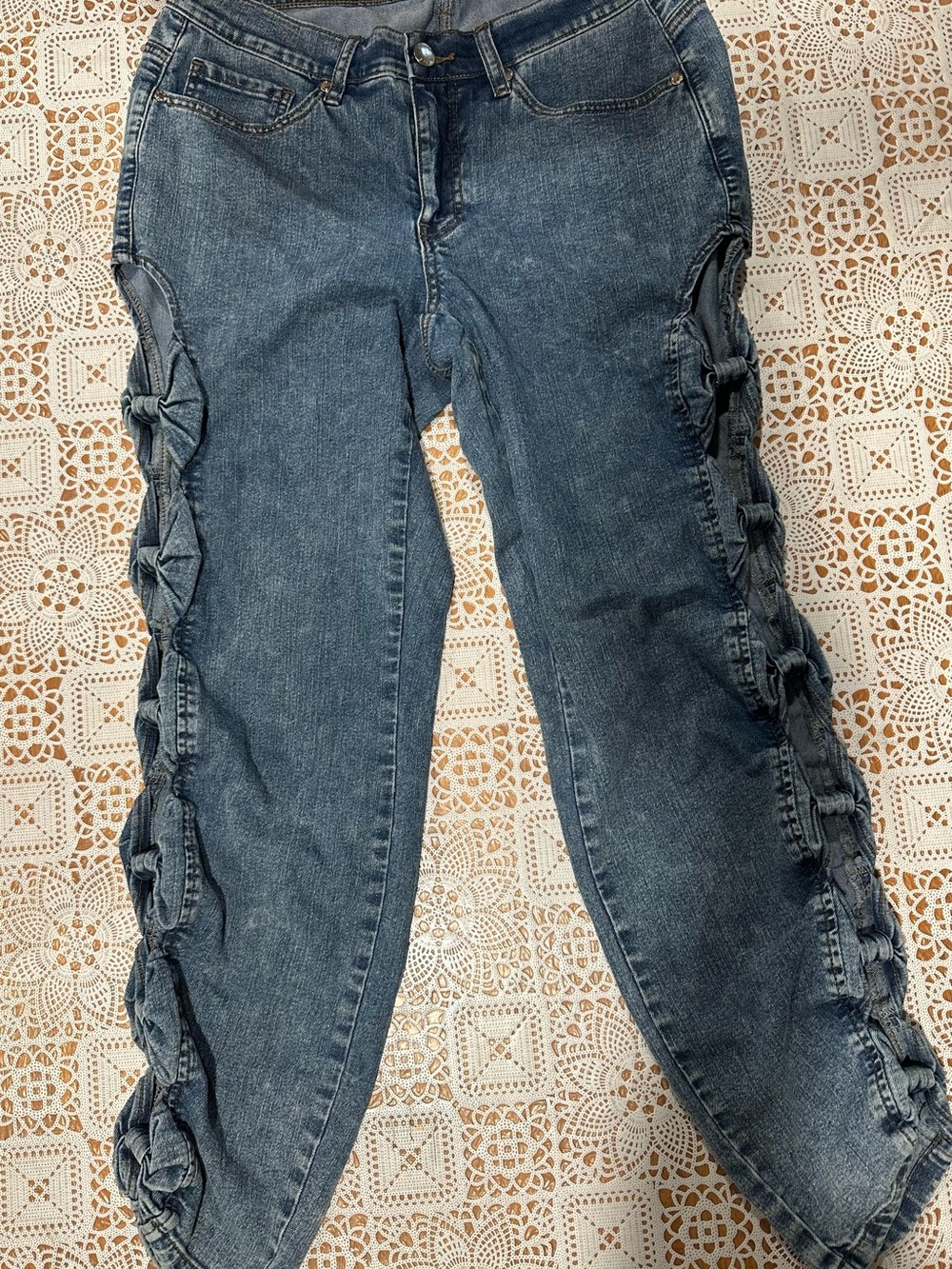 Venus Side Cutout Tie Jeans Y2K Festival Denim Size 12